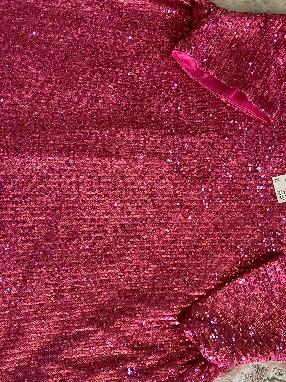 Cato Hot Pink Sequin Long Sleeve Blouse